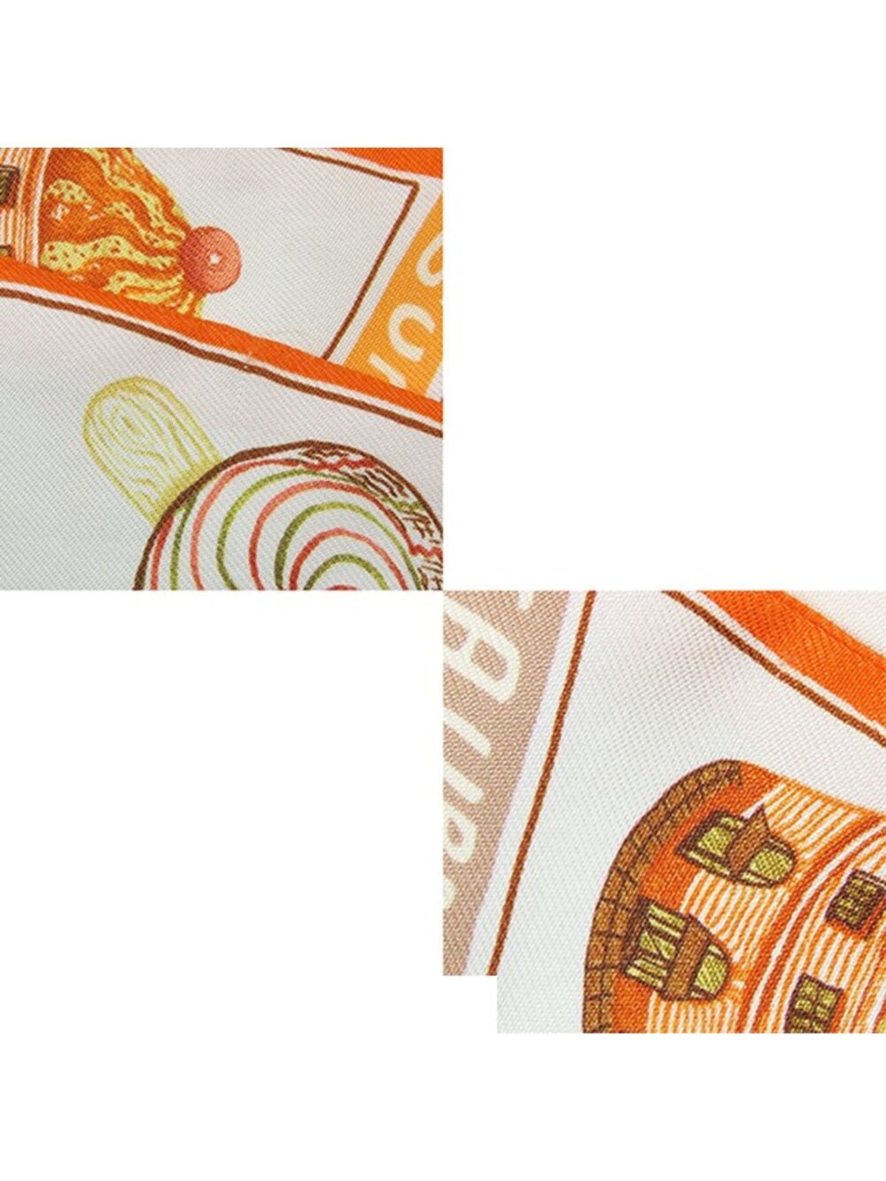 Hermes Twilly Orange Cream Beige Silk Funny Ice Scarf - Picture 8 of 9
